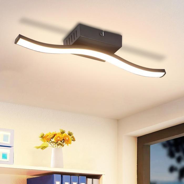 Plafonnier LED - NETTLIFE - Vague - Noir - 3000K (blanc chaud) - Ø35 cm, LED intégrée