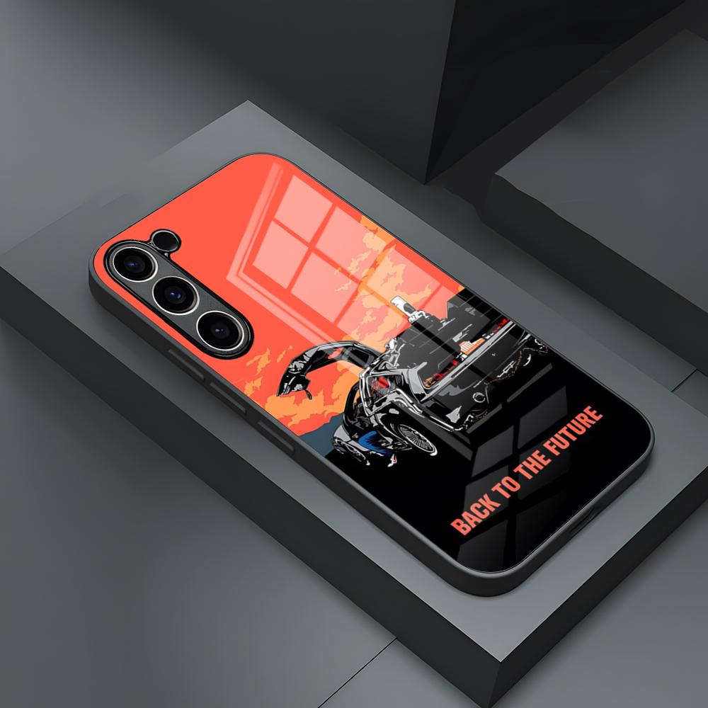 Чехол для телефона «Назад в будущее» для S24 Ultra Samsung S23 Fe S22 S20 S21 Plus Galaxy A54 A34 A24 A53 Note 20 Стеклянная крышка