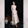 Elegant New Chinese Style Satin Embossed Maxi Dress