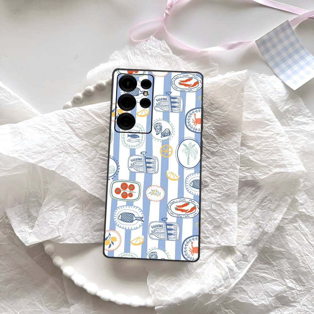 Чехол для телефона 'Сардины' для Samsung S 24 Fe 25 Ultra Plus 20 Lite 21 30 22 23 24 22 Ultra 5G Fundas