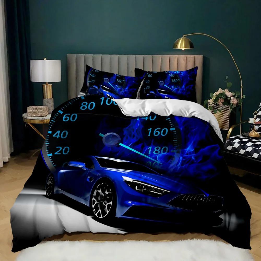 Постельный комплект «Пылающее красное пламя», пододеяльник и наволочка с изображением гоночного автомобиля, подарок для мальчика и девочки, комплект одеяла для дома и спальни, большой размер кинг 260