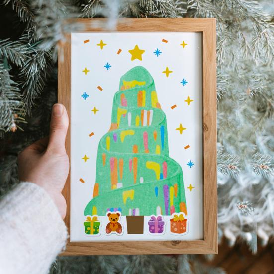 Детский набор для рисования ракелем, набор наклеек с красками и радугой, точечная живопись