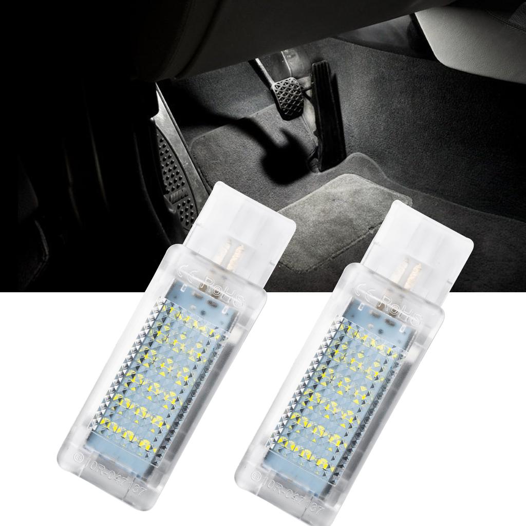 White 2x Footwell Light Courtesy Door Luggage Lamp For VW Jetta Golf Scirocco Eos Touareg Passat Skoda Sharan Polo Seat