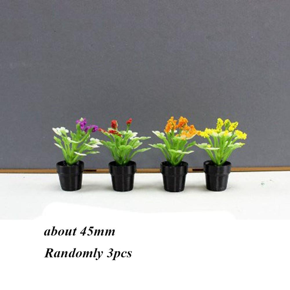 3pcs Multistyles Green Leaves Plant Pot Mini Bonsai Garden Home Model  Doll House Accessories