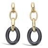 [L7657] - Gold Plated 'Choréographie' Black Gold Plated Earrings (ceramic) - 28x10 Mm