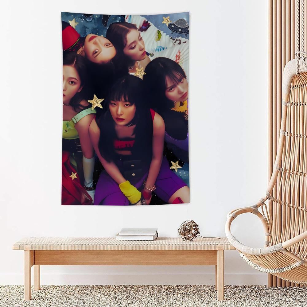 Kpop Band Rred Velvet Tapestry Microfiber Wall Hanging For Bedroom Living Room Decor Outdoor Festival Garden Bar Background