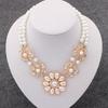 Double-Layer Flower Pendant Faux Pearl Elegant Chain Necklace for Dating