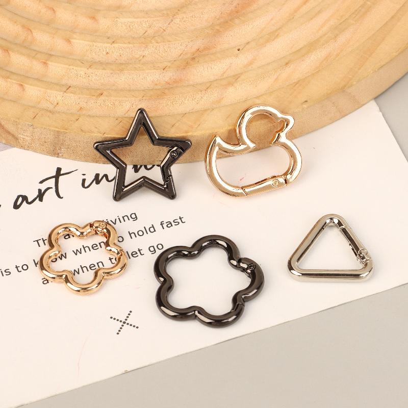 5 шт. Пружинное кольцо в форме звезды, утки, цветка, с открытой пряжкой-карабином для кожаной сумки, сумочки, ремня, соединитель