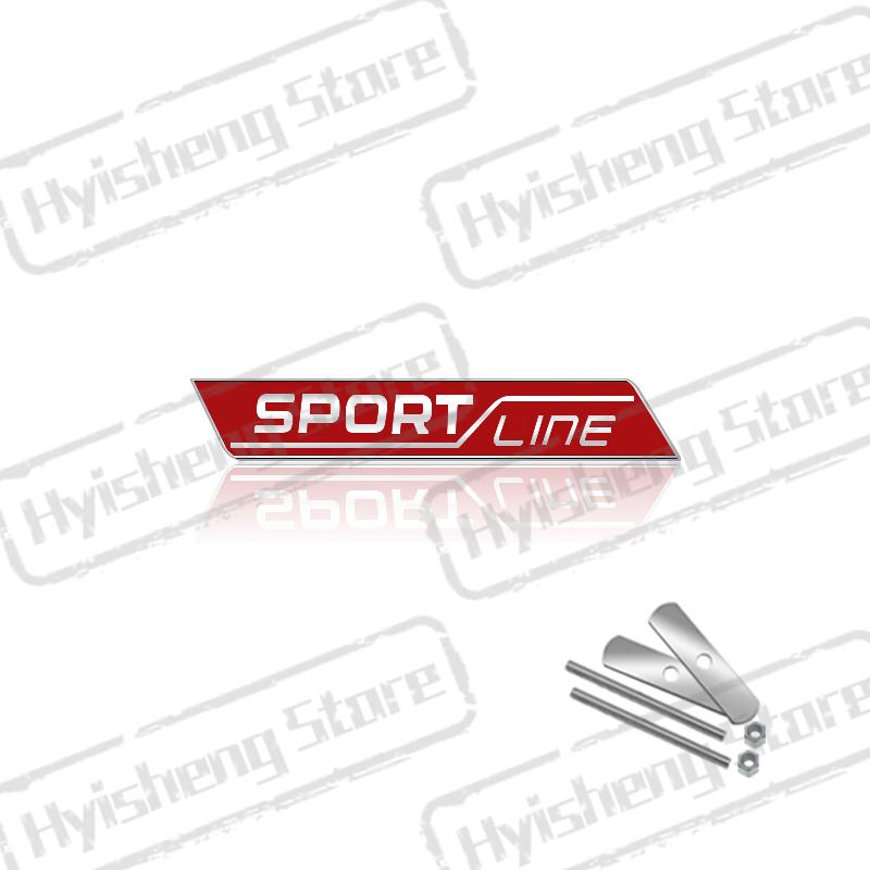 AAABV1 Metal Car Styling Sport Line Front Grille Sticker Badge Rear Trunk Body Emblem For Skoda VRS Octavia Rapid Kodiaq Karoq Superb