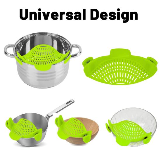 Silicone Drainer Clip-On Strainer for Pots Pans Heat Resistant Food Strainer Kitchen