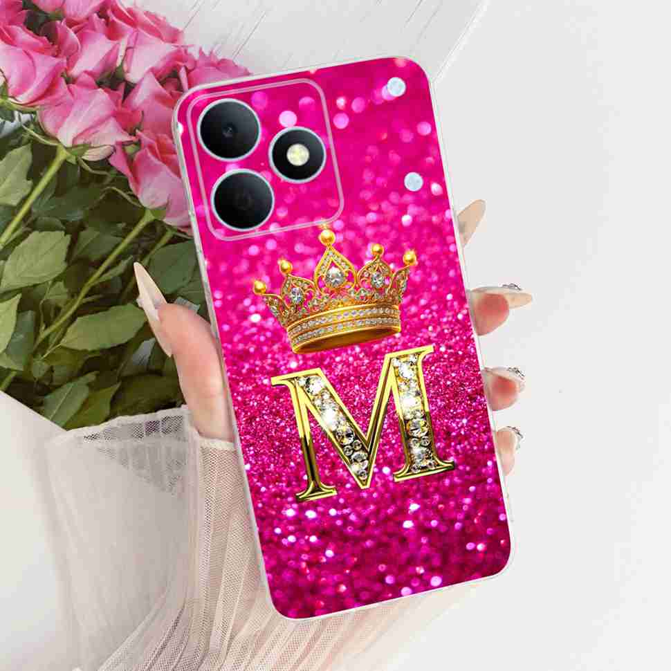 Чехол для Realme Note 80 4G RMX5388 Новый Буква Корона A-Z ТПУ Задняя Крышка Для Realme Note80 NOTE 80 4G Чехлы для Защиты Телефона