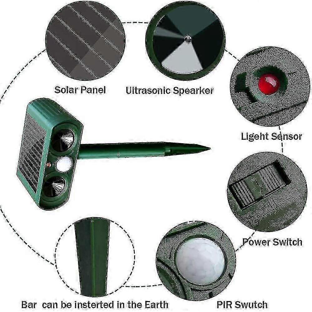 Solar Ultrasonic Cat Repeller Outdoor Cat Repellent Adjustable Sensitivity And Frequency Ultrasonic Cat Repellent For Repelling Pests Garden Protector