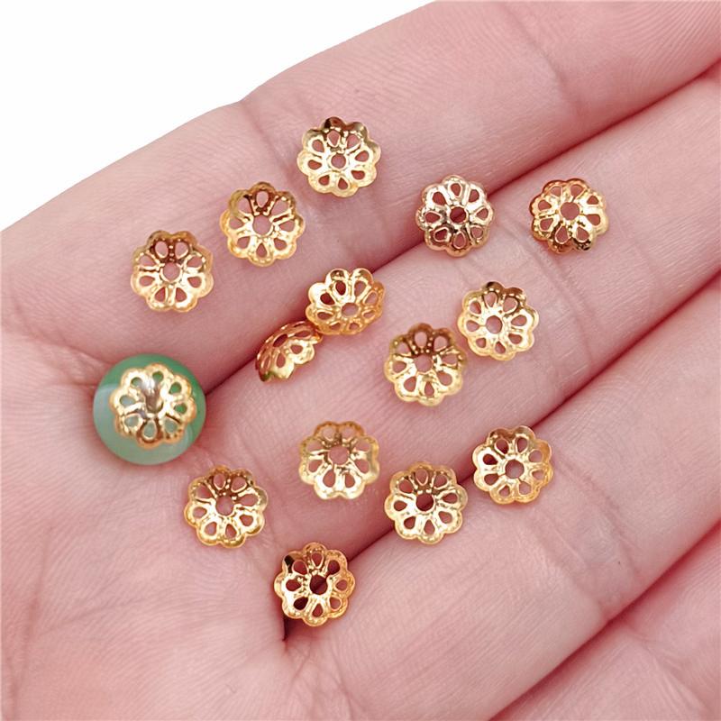 300Pcs 6mm DIY Bead Caps Hollow Flower End Cap Connectors for Jewelry Making