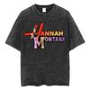 Miley Cyrus Hannah Montana Logo T Shirt Men Women Summer Casual Vintage Washed T Shirts Unisex Fashion Aesthetic Hip Hop T-shirt