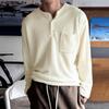 Men Buttons Neck Long Sleeve Furry Casual Solid Loose T-shirts Tops