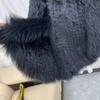 Real Rabbit Fur Braided Coat for Women Short Style Young Coat Fox Fur Bat Sleeve Shawl
