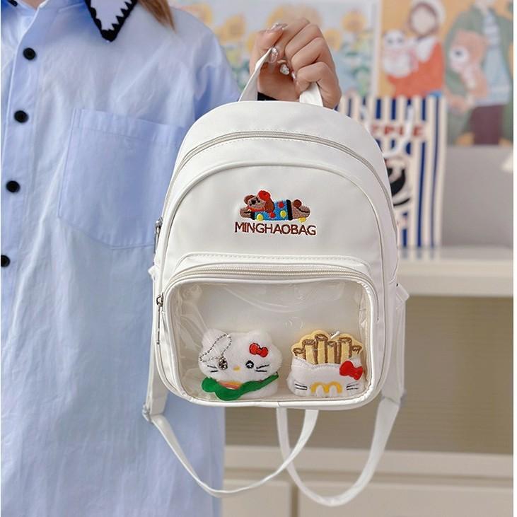 School Bag Japanese Ins Girl Mini Cute Backpack Kindergarten Class Spring Outing Versatile Sweet Soft Pu Small Backpack