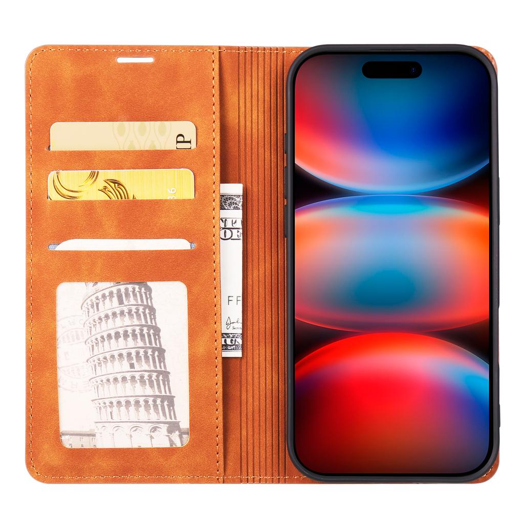 FORWENW For iPhone 17 Pro Max Wallet Case Magnetic Absorption Leather Flip Phone Cover with Stand