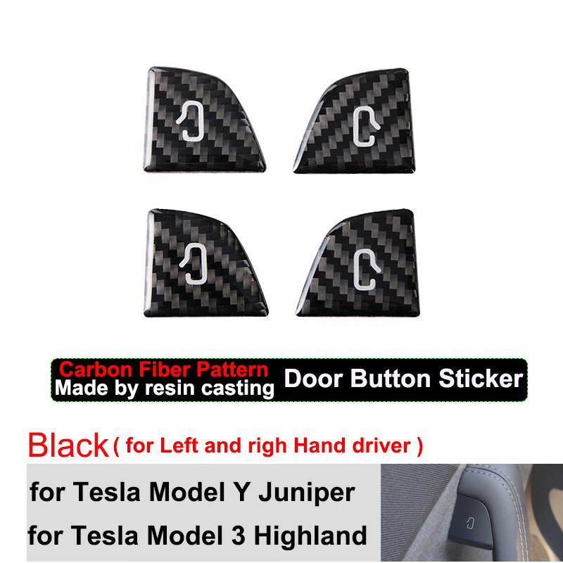 for Tesla Model Y Juniper 2026 Door Switch Button Sticker Opening Button Trim Patch New Model 3 Carbon Fiber Pattern Decor Cover