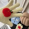 Cute Curly Dog Red Apple Gloves Plush Coral Fleece Cold-Proof Gloves Student Winter Warm Five-Finger Gloves Girl Christmas Gifts