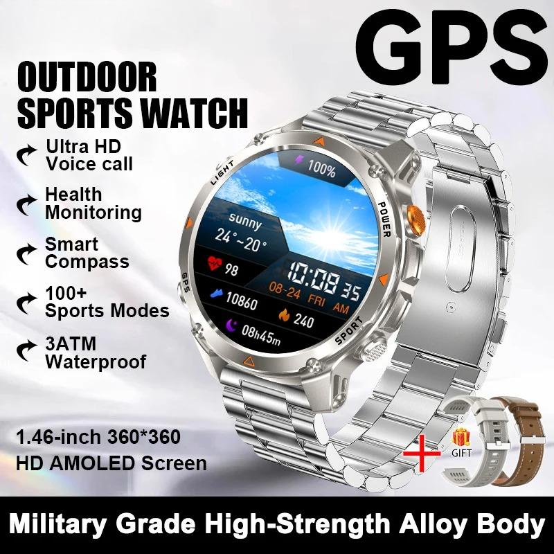 New Military Outdoor GPS Positioning SmartWatch Men Run RIDE Fitness GPS Tracer 10ATM/IP69 Compass HD call Sports Watch bracelet