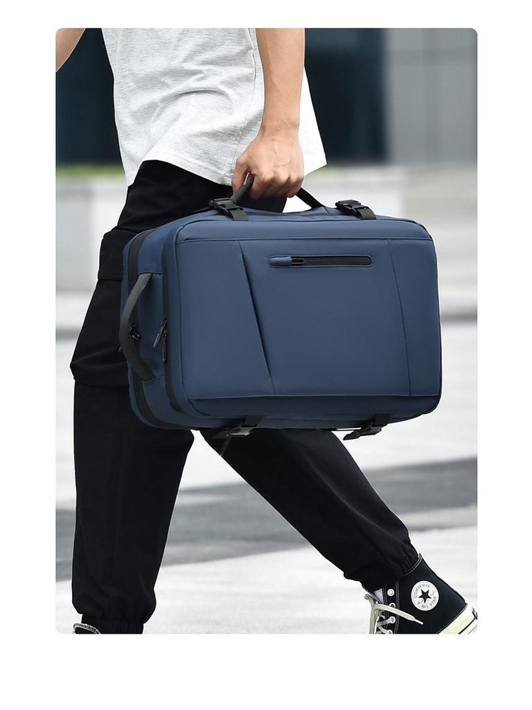 Expandable Multifunctional Business Travel Backpack - Solid Color, Minimalist Design for Cross-Border Trips