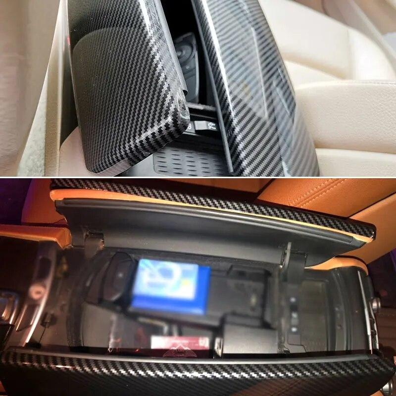 Car Carbon Fiber Texture Center Console Armrest Box Protection Cover For BMW 7 Series F01 F02 2009 2010 2011 2012 2013 2014 2015