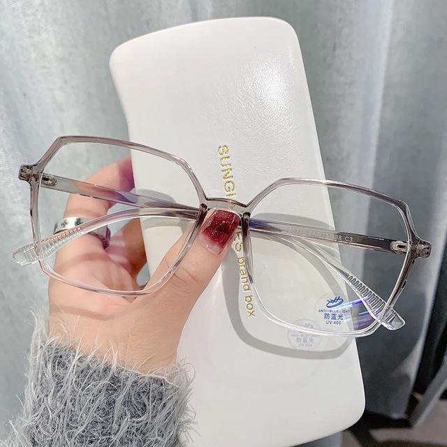 Oversized Myopia Glasses Women Men Transparent Anti -Blue Light Computer Eyeglasses Optical Nearsight Glasses Diopter 0 To -4 .0