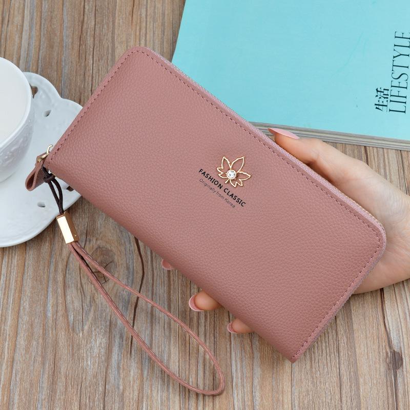 Women's Fashion Long Zipper Wallet - Large Capacity Clutch with Litchi Pattern and Mobile Phone Pocket