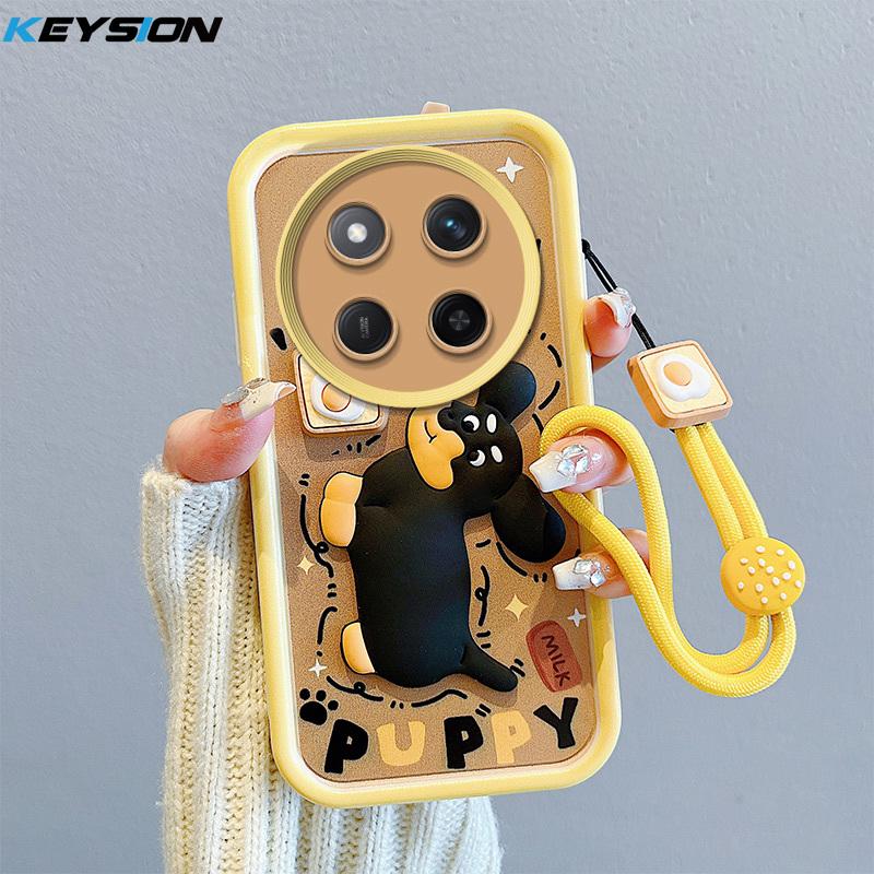 KEYSION Противоударный чехол для Honor X9c 5G с ремешком, мягкий силиконовый милый 3D-чехол для телефона с мультяшной куклой для Huawei Magic 7 Lite 5G