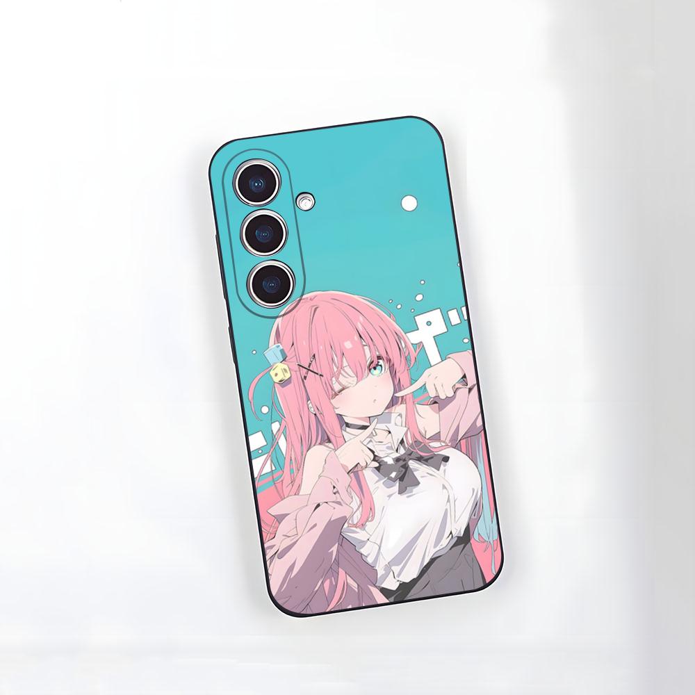 Чехол для телефона Bocchi The Rock из аниме для Samsung S26 S25 S24 FE S23 S22 S21 Plus S20 Ultra Note20Ultra Черный Мягкий