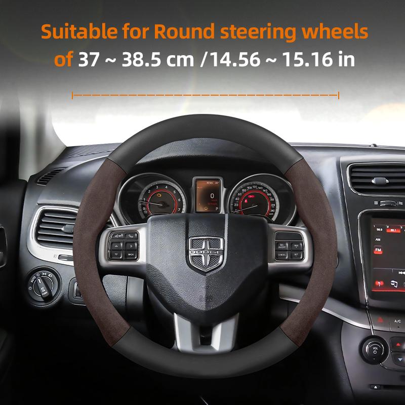 Suitable for Dodge Suede Matte Carbon Fiber Texture Steering Wheel Cover Suitable for Chenger Journey Charger Caliber Durango 1500 Grand Caravan WW7