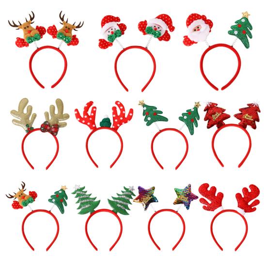 Рождественская повязка на голову с рогом оленя, повязка на голову в виде звезды Санта-дерева, праздничный обруч для волос, аксессуар для косплея для женщин и детей
