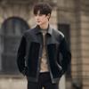 PU Leather Jacket Jacket Short Men's Autumn New High-end Loose Casual Handsome Spliced Leather Jacket