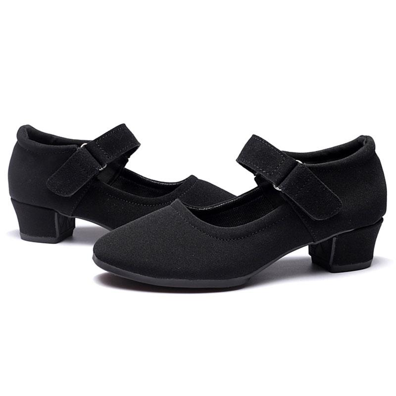 Black Canvas Women Social Practice Dance Shoes Ladies Waltz Latin Party Ballroom Standard Shoes Soft Rubber Sole