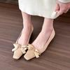 Fashion 2024 Brand Women's Shoes Shallow Women's High Heels Fashion Butterfly-knot Dress Pumps Women Hot Sale Square Toe Flat Low Heels