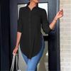 Four Seasons Fashion Blouse Solid Lapel Simple Irregular Женская рубашка с длинным рукавом