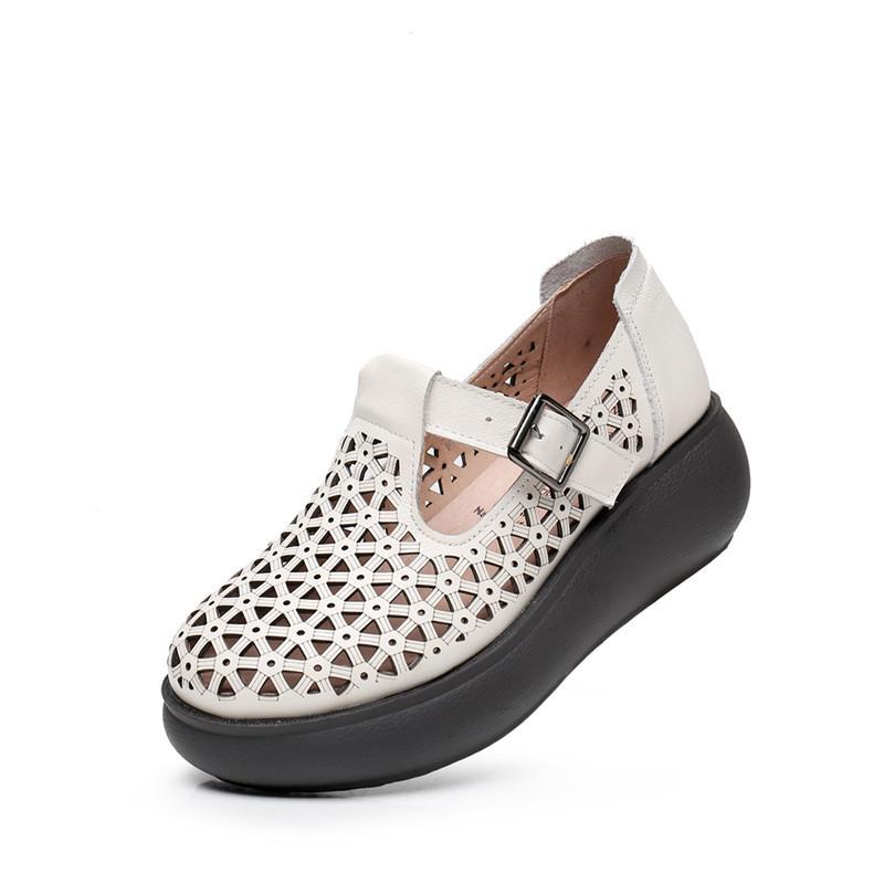 Женские сандалии из натуральной кожи с закрытым носком, летние сандалии на платформе с открытым носком, женская обувь ручной работы на танкетке для отдыха