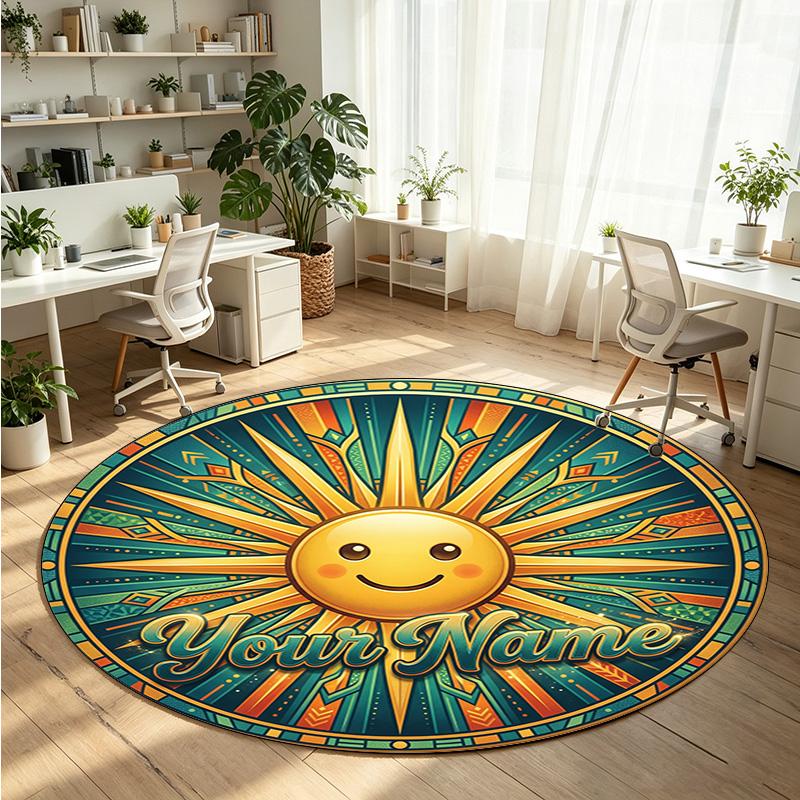 Space Celestial (121) Theme Round Crystal Velvet Rug Custom Name Text Personalized Floor Mat Home Decor Non Slip Crystal Carpet