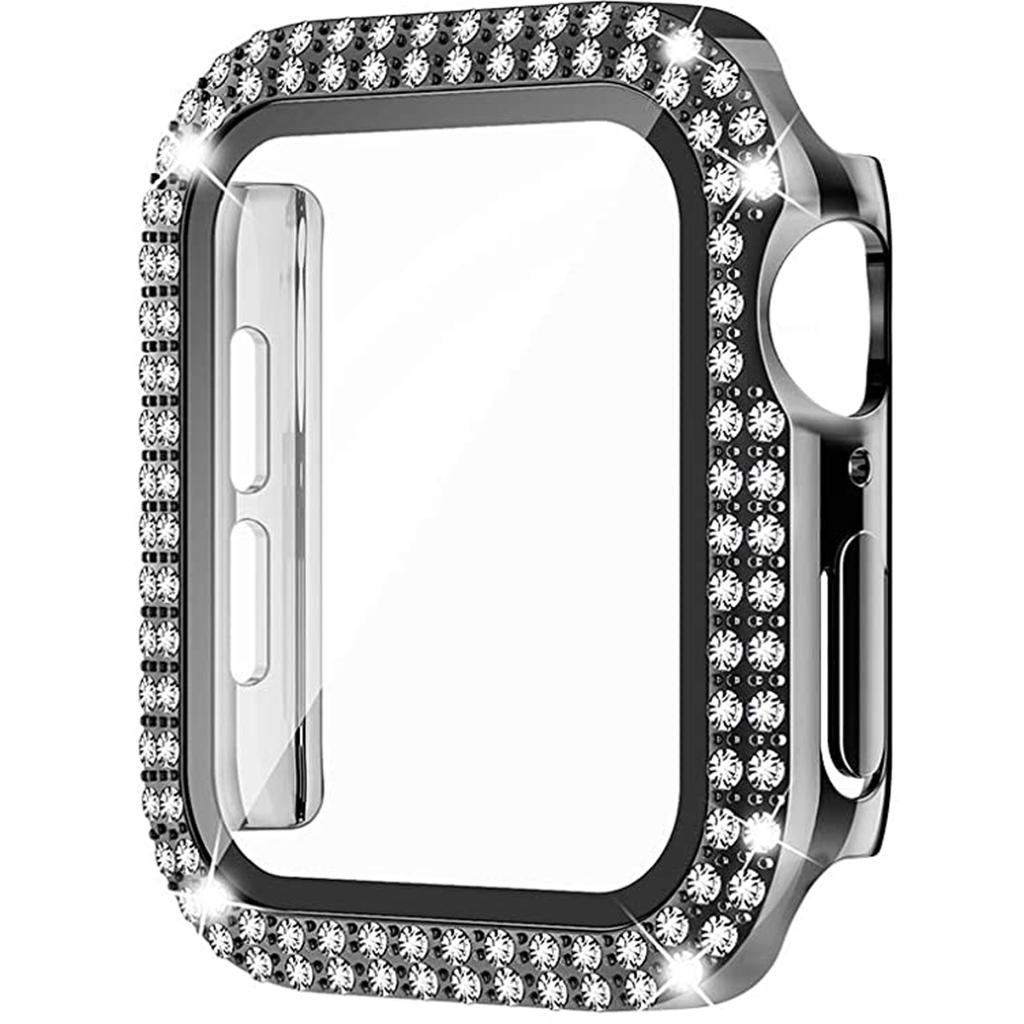 Diamond Cover For Apple Watch Case 45mm 41mm 44mm 40mm 38mm 42mm Tempered Glass Bumper Screen Protector iWatch Series 9 7 SE 6 8 5