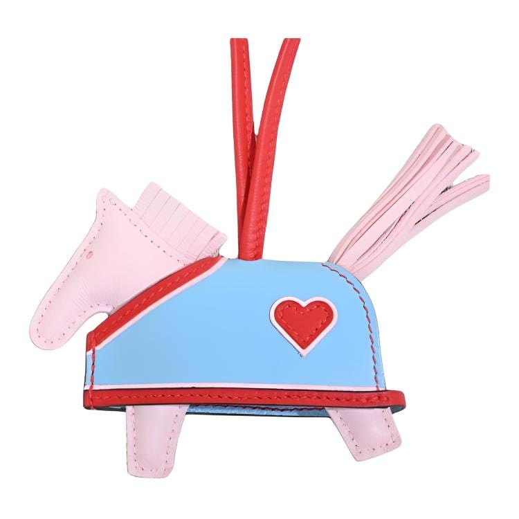 HERMES Rodeo Milo Lambskin Bag Charm Bag Merch Small Unisex Bright Red & Sky Blue & Soft Pink H086714CAAA