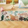 Fleece Rug with Jungle Pattern, Easy Care, Cream White + Multicolor