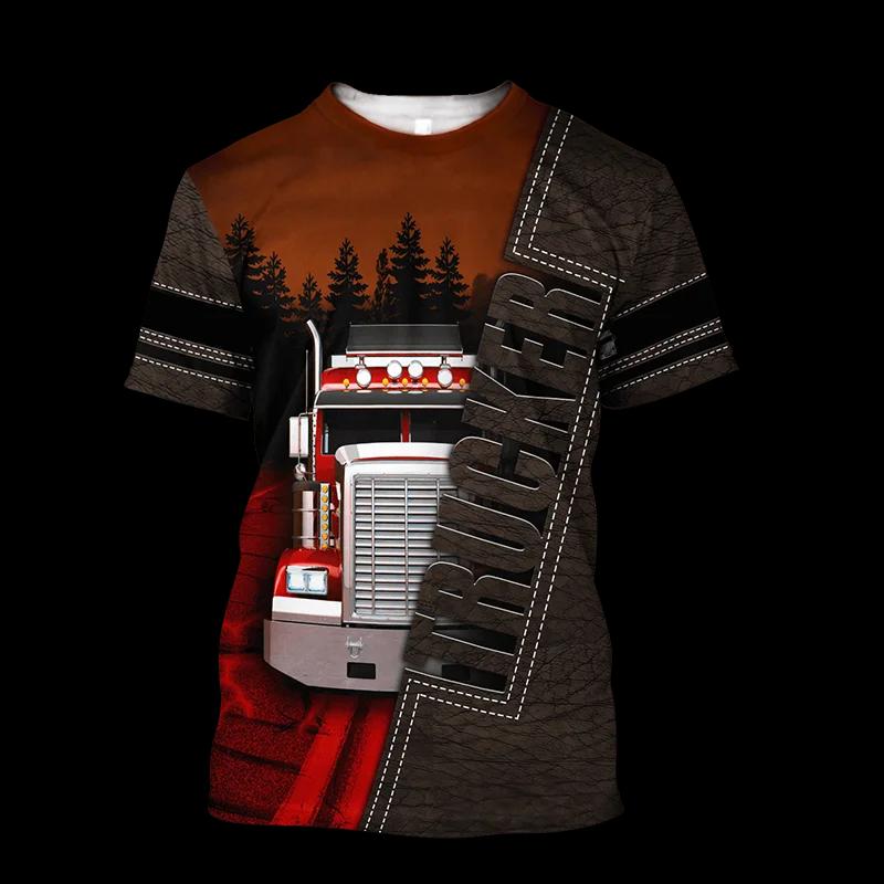 Truck Driver Cargo Men's T Shirt For Men Summer 3D Print Short-sleeved T-Shirt Women Clothing Oversized Camiseta Work Streetwear