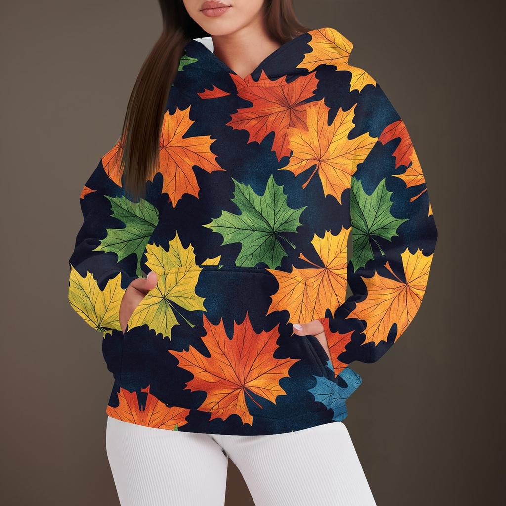 Women's Fashion Casual Pullover Hooded Sweatshirt  Printed Long Sleeve Sweatshirt