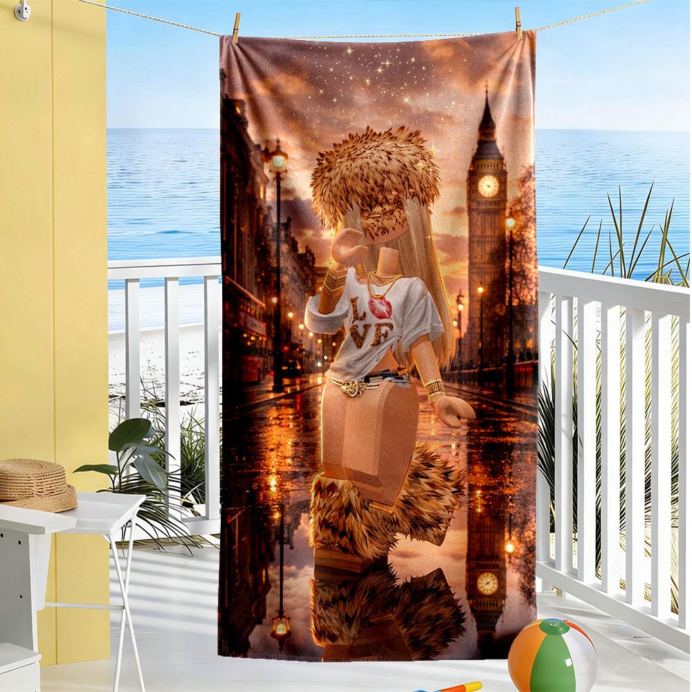 Roblox Beach Towel Super Soft & Absorbent Comfortable Lightweight Suitable for Sports, Travel, Swimming, Yoga, Bathroom, Beach, And Pool