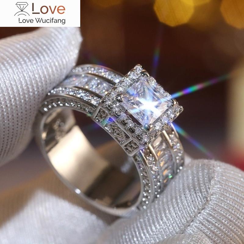 Классические обручальные кольца принцессы из циркония для женщин серебряного цвета, обещание вечности, помолвка, ювелирные изделия, аксессуары