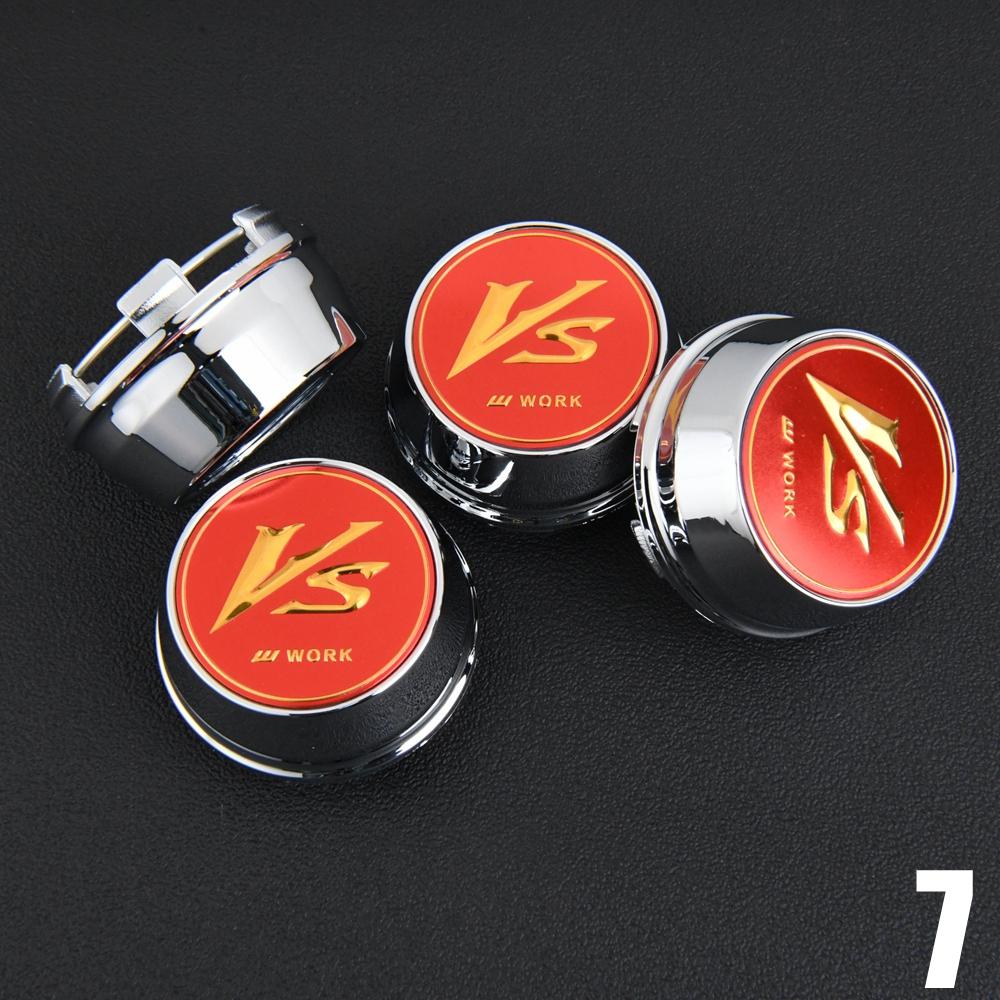 ASV1 4PCS JDM WORK Rim Cap 61mm Clip Sport Wheel Cap MEISTER EQUIP Emblem Sticker Wheel Center Cap Hub Cover Cap Black & Silver