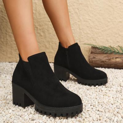 Женские сапоги на платформе, осенняя мода, элегантные сапоги из искусственной замши, женские лаконичные однотонные туфли на высоком каблуке, женские туфли Zapatos De Mujer