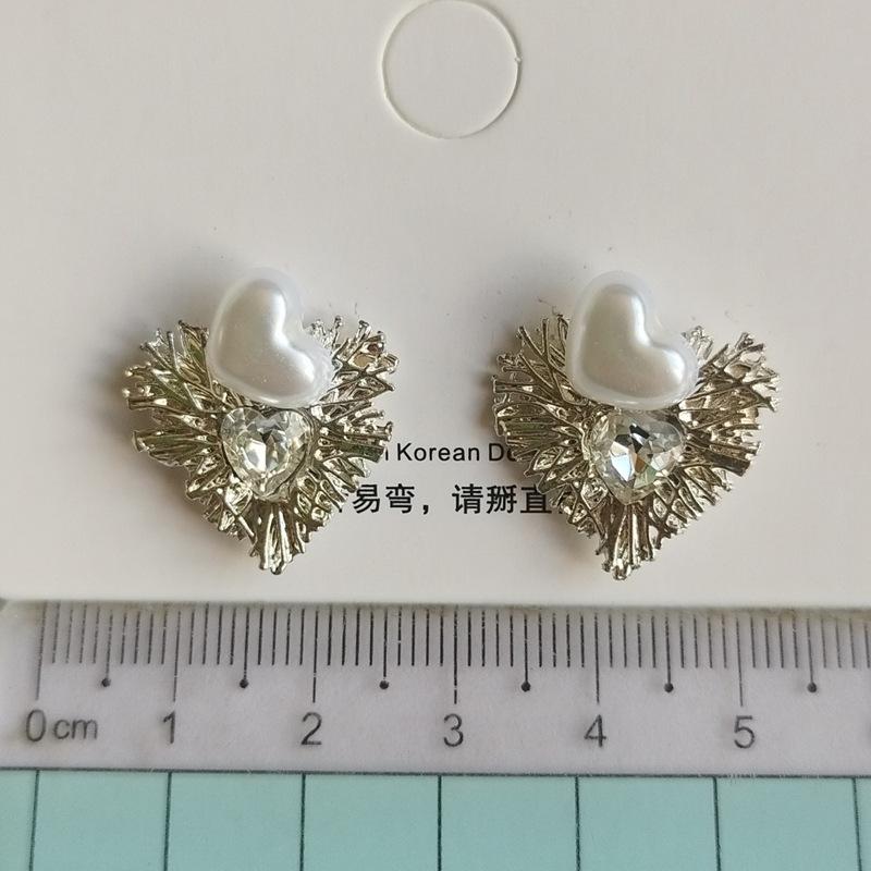 Металлические Сердечки с Крыльями Серьги-Гвоздики Геометрия с Имитацией Жемчуга Для Женщин Украшения Простые Свадебные Рождественские Подарок Девочке Украшения