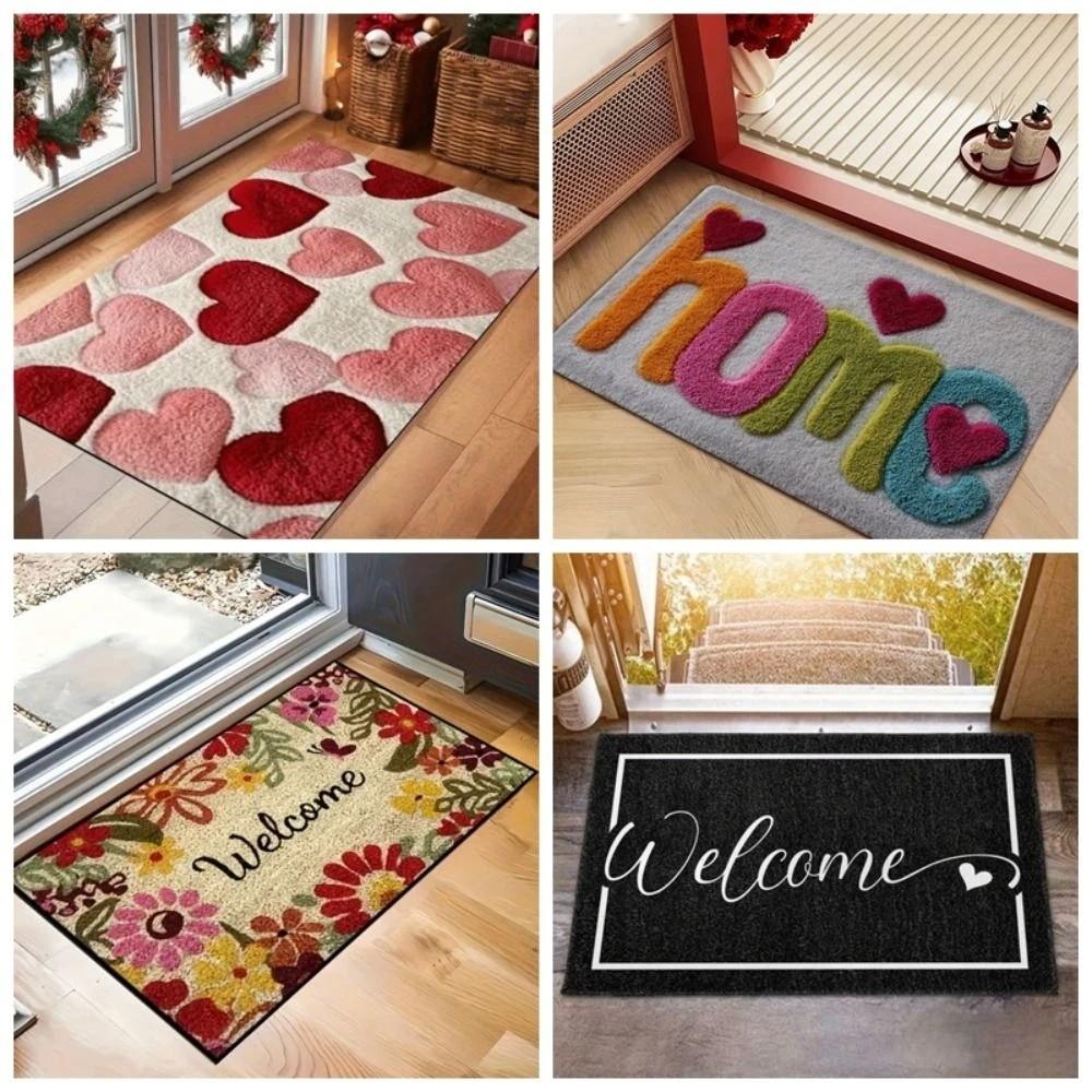 Flower Letter Absorbent Mat Love Heart Door Mat Creative Bathroom Mat  Wet Areas